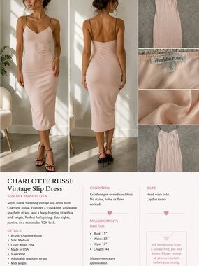 Charlotte Russe Blush Pink Midi Slip Dress with Spaghetti Straps
